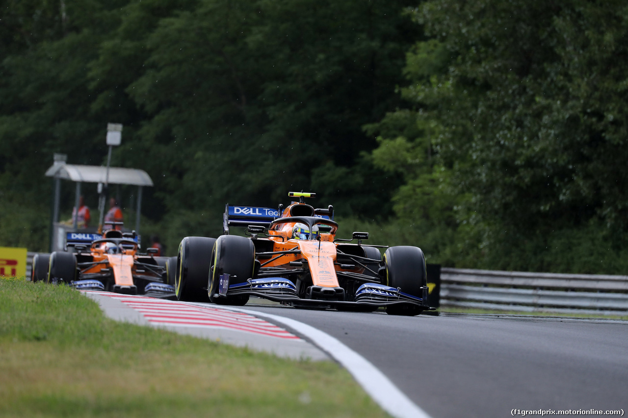 GP UNGHERIA, 02.08.2019 - Prove Libere 1, Lando Norris (GBR) Mclaren F1 Team MCL34 e Carlos Sainz Jr (ESP) Mclaren F1 Team MCL34