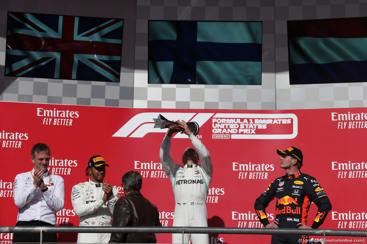 GP USA, 31.10.2019- Podium, winner Valtteri Bottas (FIN) Mercedes AMG F1 W10 EQ Power