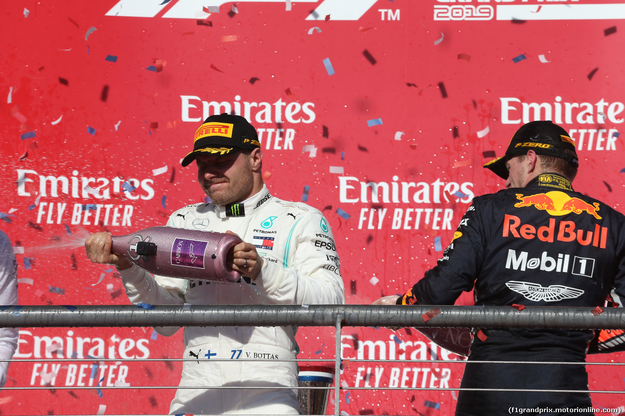 GP USA, 31.10.2019- Podium, winner Valtteri Bottas (FIN) Mercedes AMG F1 W10 EQ Power e 3rd place Max Verstappen (NED) Red Bull Racing RB15