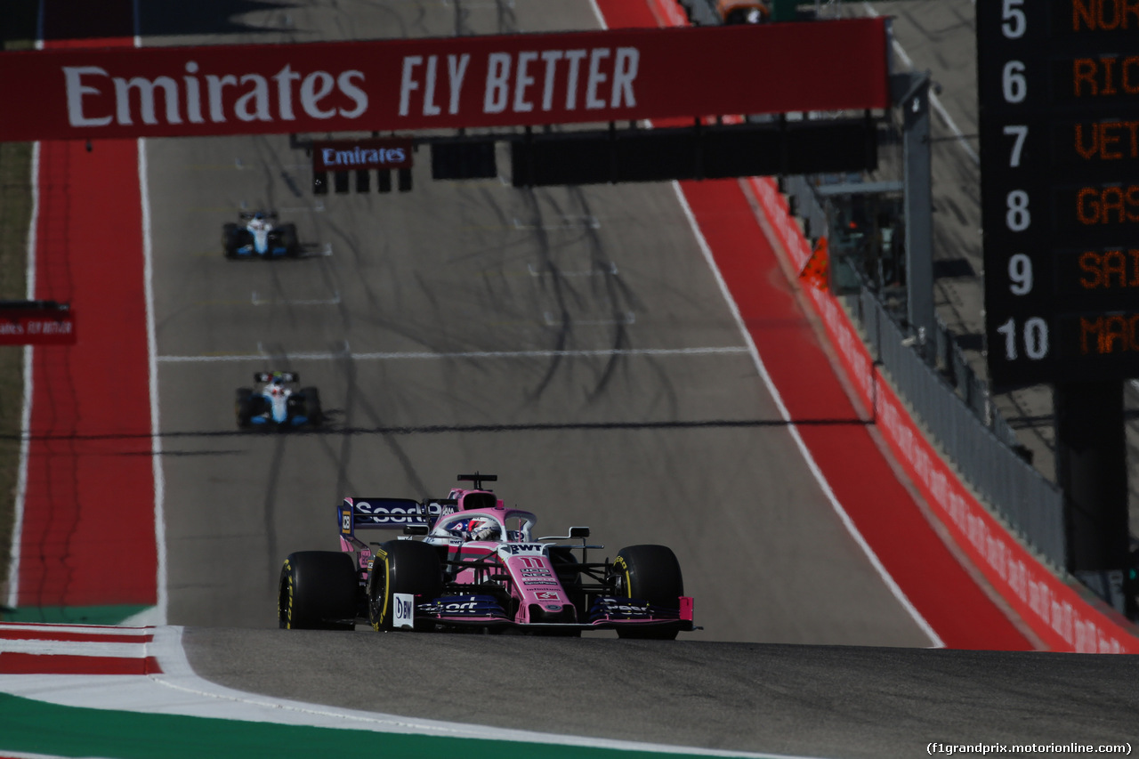 GP USA, 03.11.2019- Gara, Sergio Perez (MEX) Racing Point F1 RP19