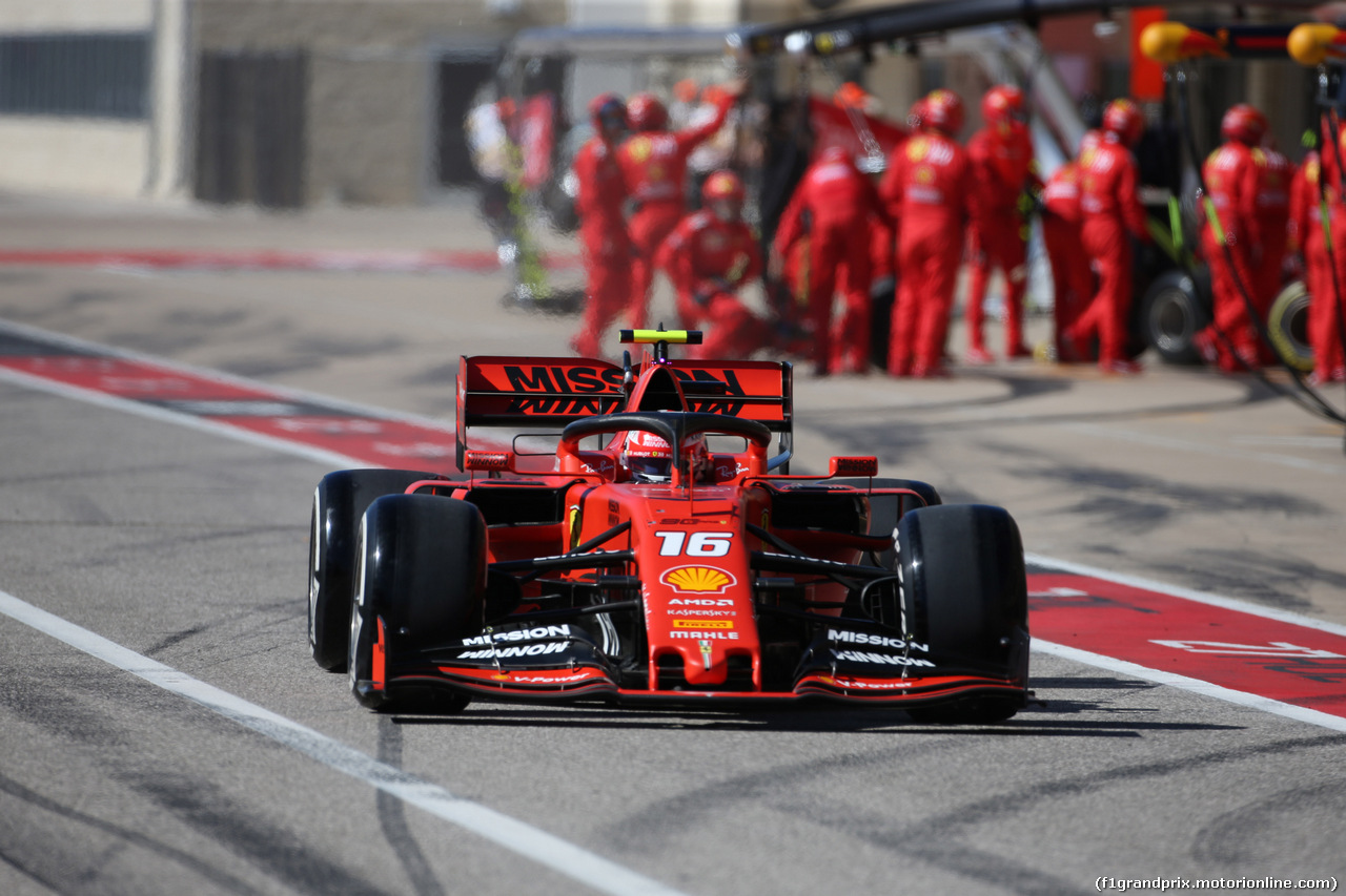 GP USA, 03.11.2019- Gara, Charles Leclerc (MON) Ferrari SF90 during pit stop