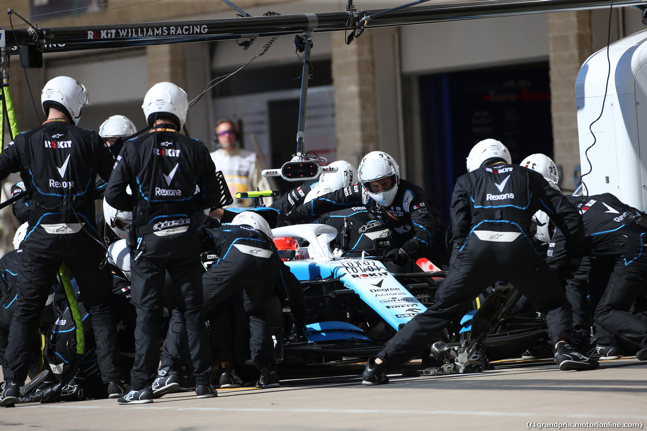 GP USA, 03.11.2019- Gara, Robert Kubica (POL) Williams F1 FW42 during pit stop