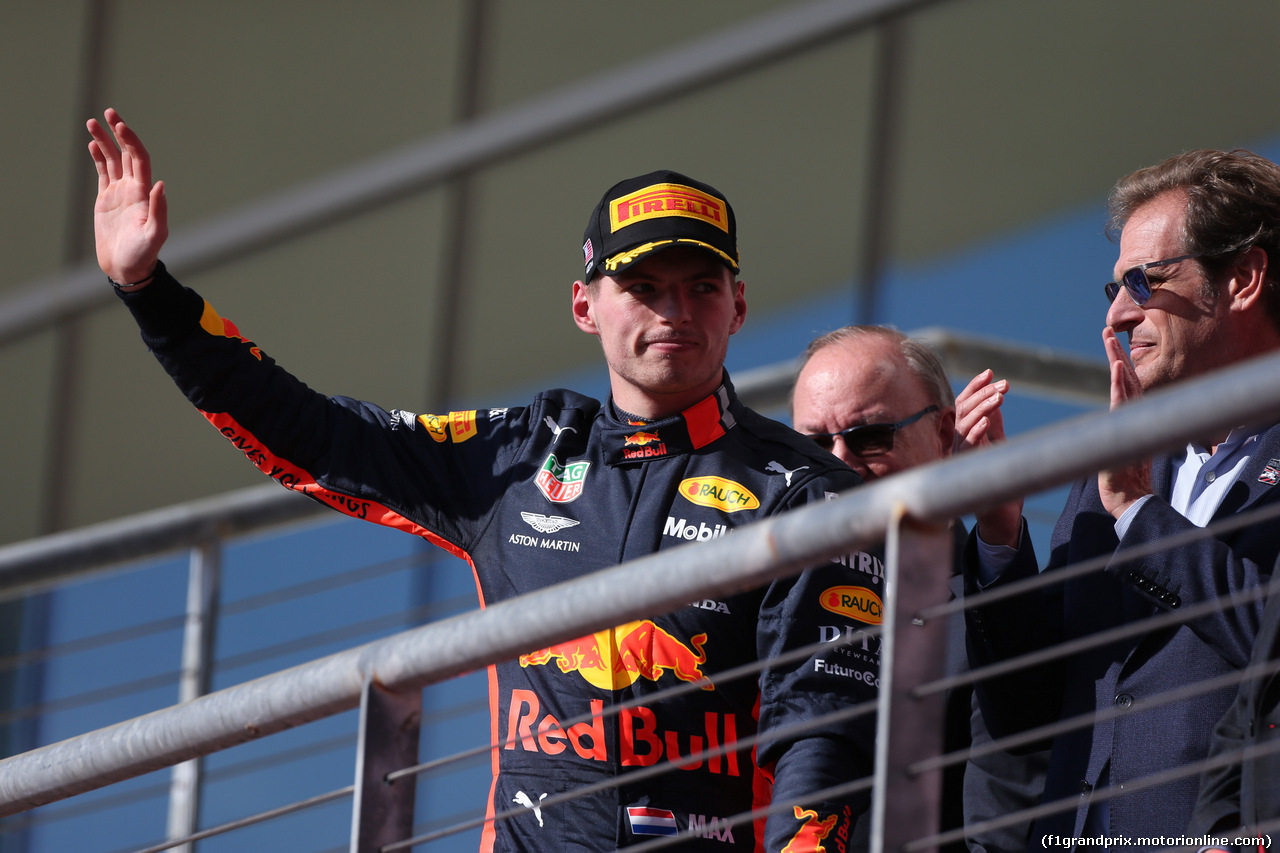 GP USA, 03.11.2019- Podium, Max Verstappen (NED) Red Bull Racing RB15