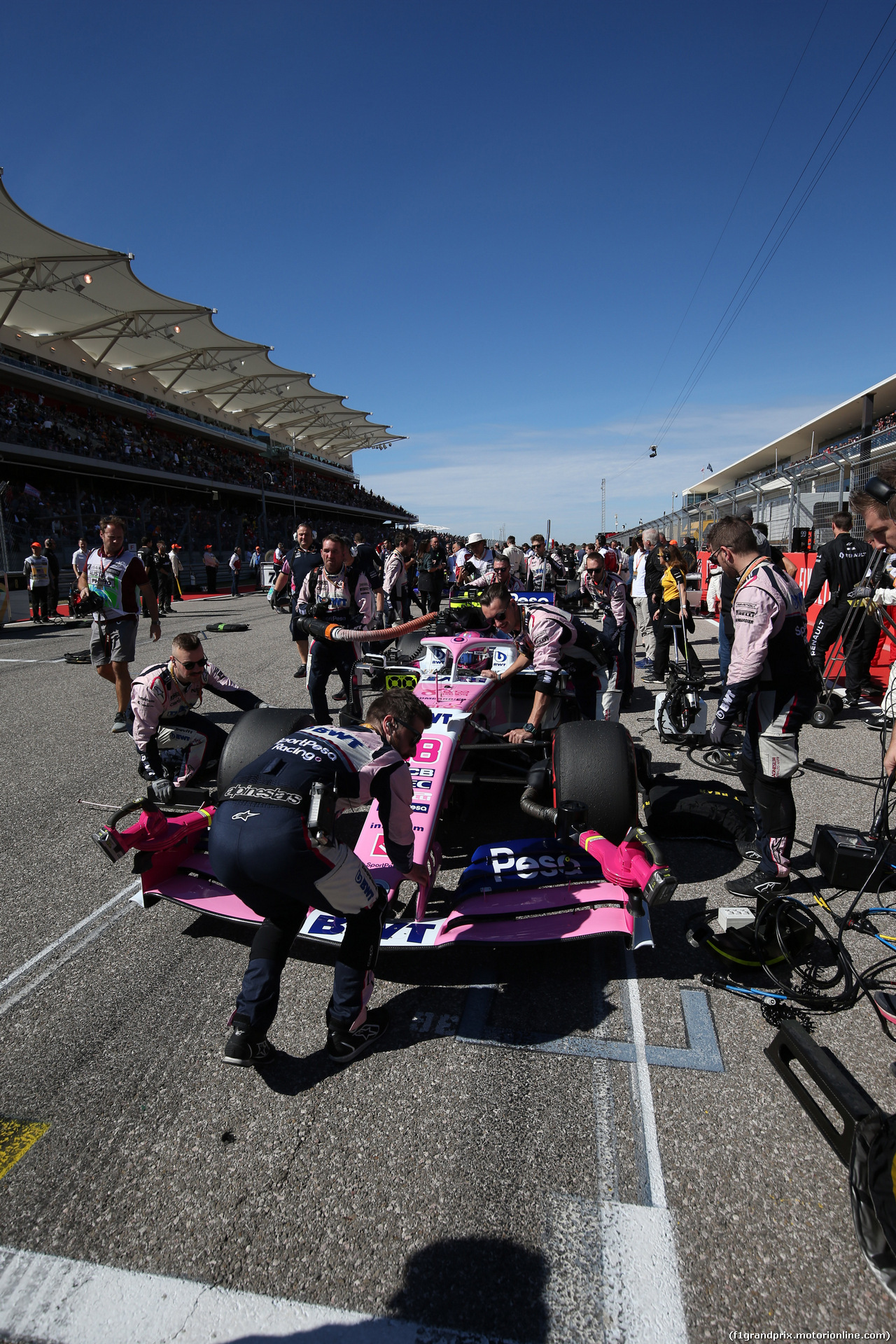 GP USA, 03.11.2019- partenzaing grid, Lance Stroll (CDN) Racing Point F1 RP19
