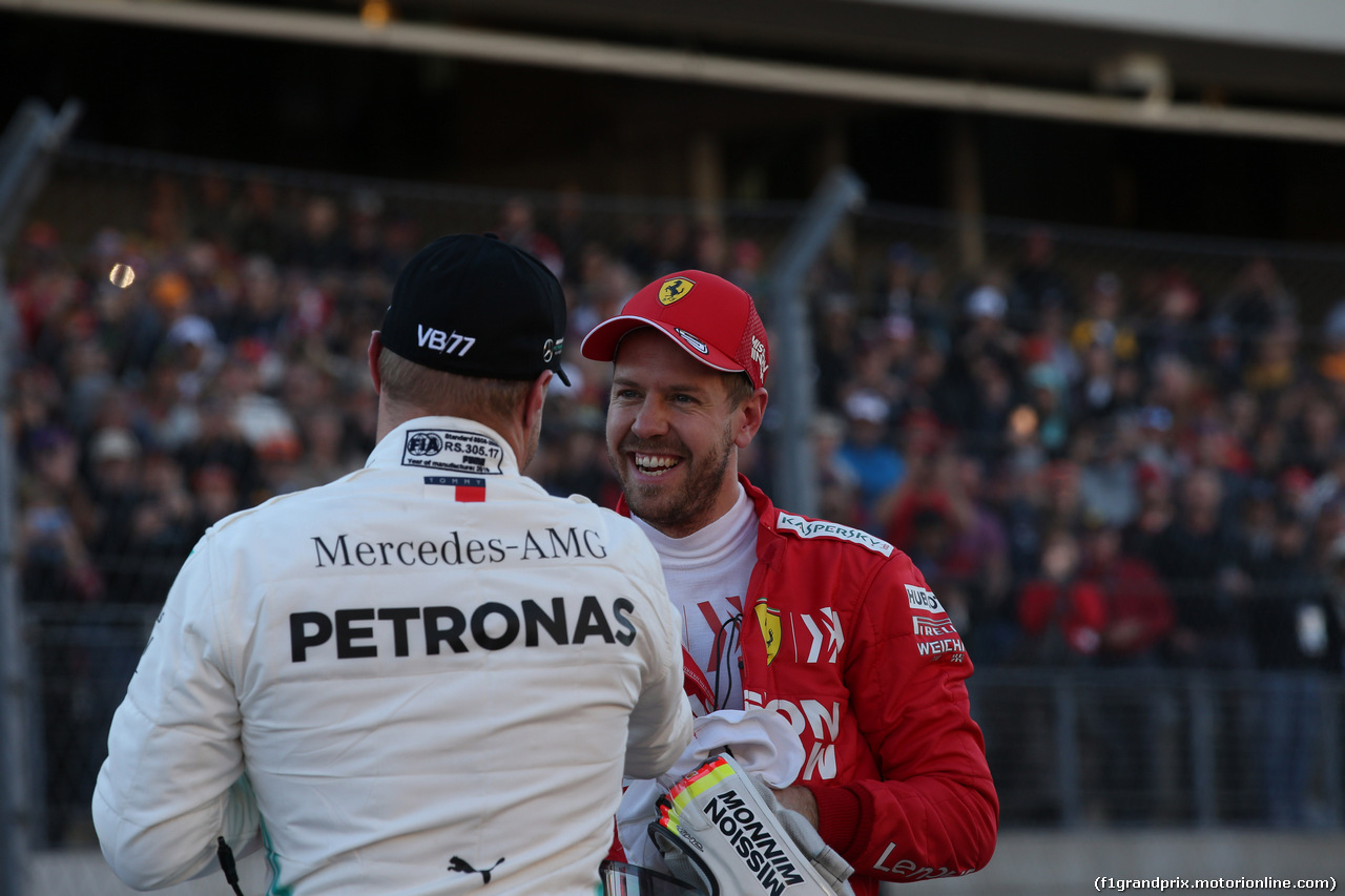GP USA, 02.11.2019- Parc ferme, Sebastian Vettel (GER) Ferrari SF90 e Valtteri Bottas (FIN) Mercedes AMG F1 W10 EQ Power