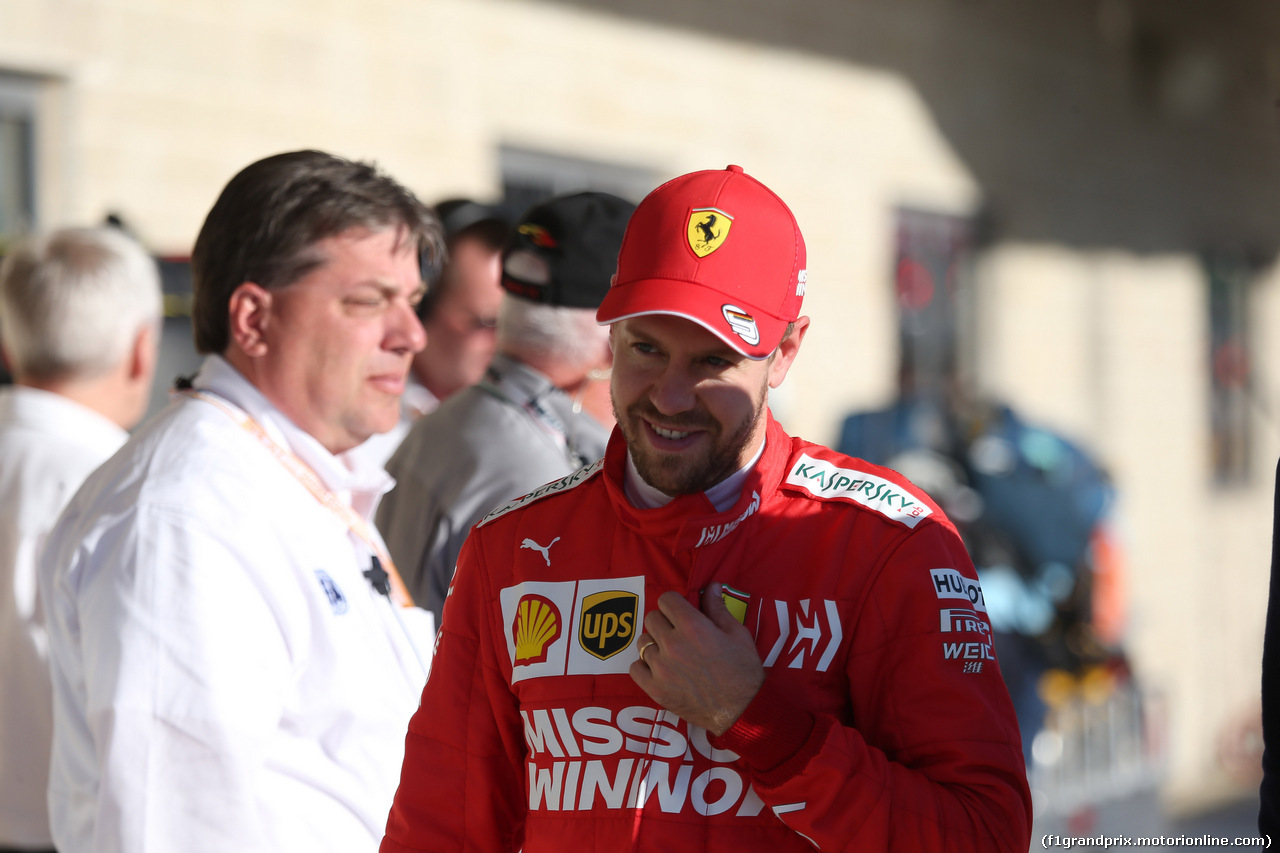 GP USA, 02.11.2019- Parc ferme, Sebastian Vettel (GER) Ferrari SF90