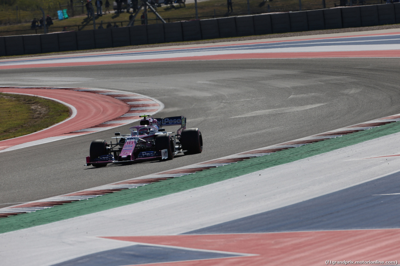 GP USA, 01.11.2019- free Practice 1, Lance Stroll (CDN) Racing Point F1 RP19