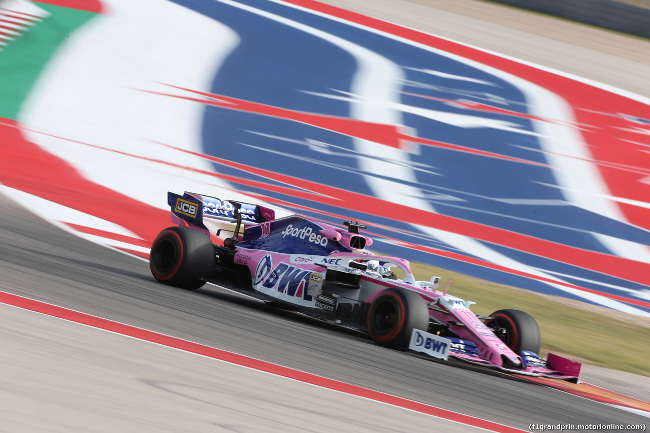 GP USA, 01.11.2019- Free practice 2, Sergio Perez (MEX) Racing Point F1 RP19
