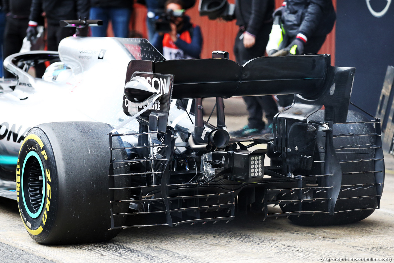 TEST F1 BARCELLONA 20 FEBBRAIO, Valtteri Bottas (FIN) Mercedes AMG F1 W10 - rear wing sensor equipment.
20.02.2019.