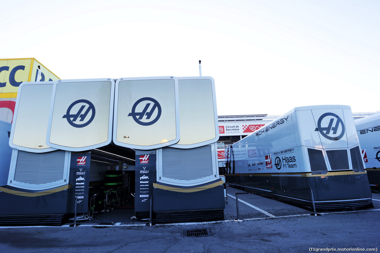 TEST F1 BARCELLONA 26 FEBBRAIO, Haas F1 Team motorhome in the paddock.
26.02.2019.