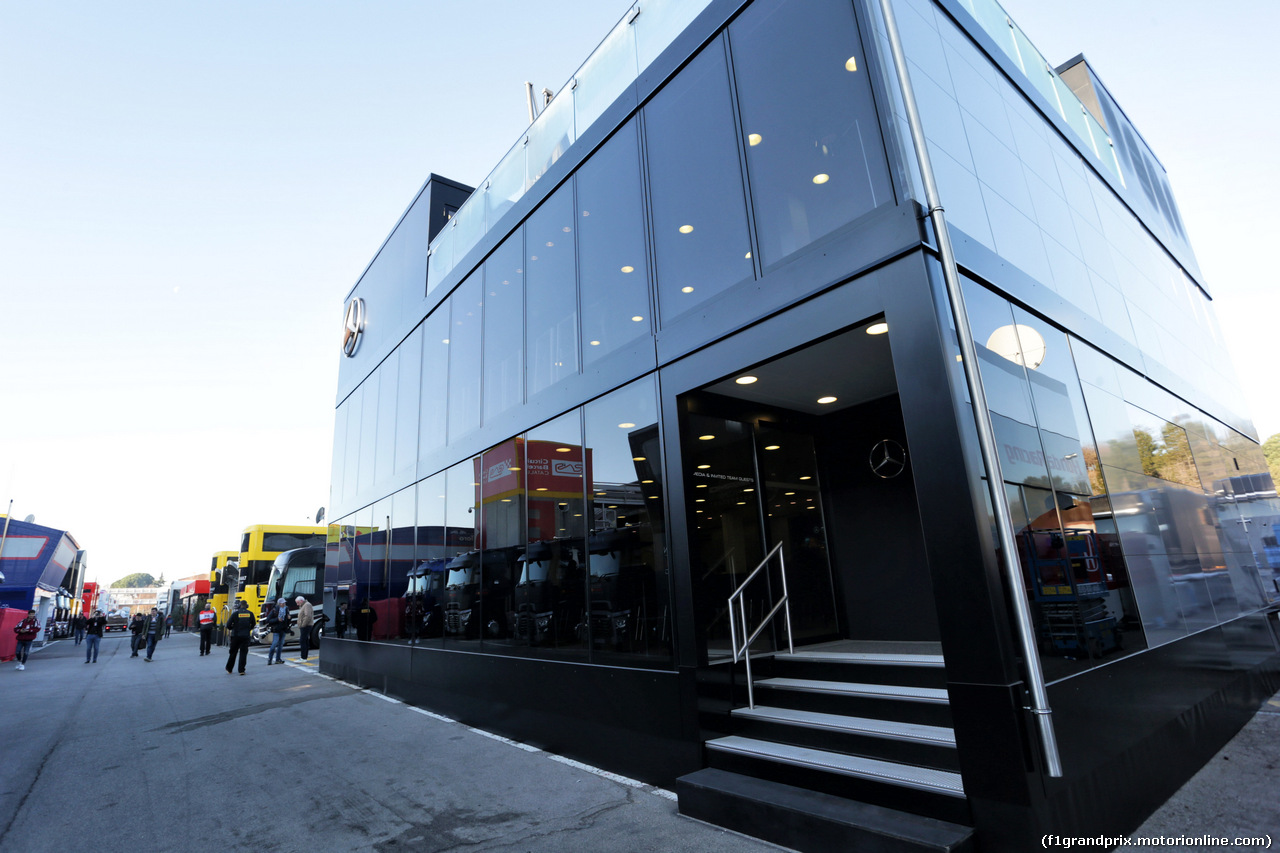 TEST F1 BARCELLONA 26 FEBBRAIO, Mercedes AMG F1 motorhome in the paddock.
26.02.2019.