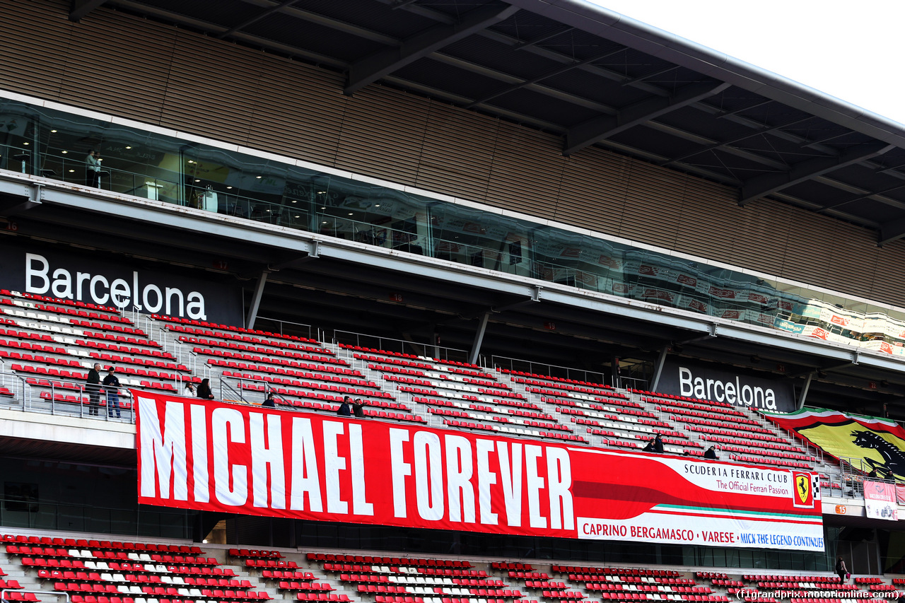 TEST F1 BARCELLONA 28 FEBBRAIO, Michael Schumacher (GER) banner in the grandstand.
28.02.2019.