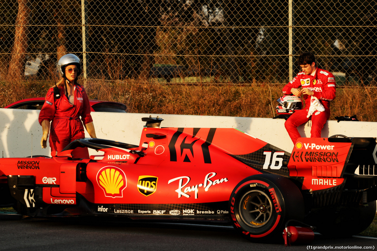 TEST F1 BARCELLONA 28 FEBBRAIO, Charles Leclerc (MON) Ferrari SF90 stops on the circuit.
28.02.2019.