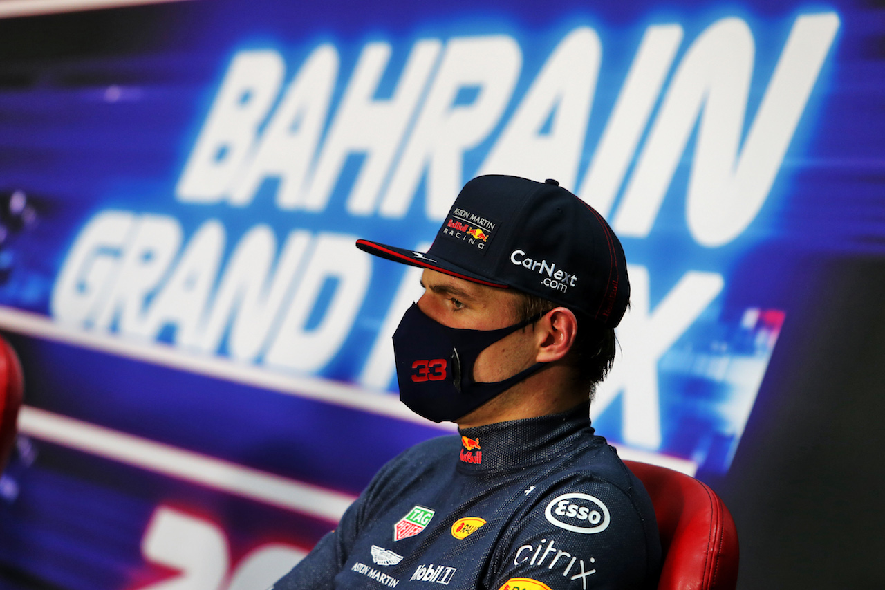 GP BAHRAIN, Max Verstappen (NLD) Red Bull Racing in the post qualifying FIA Press Conference.
28.11.2020. Formula 1 World Championship, Rd 15, Bahrain Grand Prix, Sakhir, Bahrain, Qualifiche Day.
- www.xpbimages.com, EMail: requests@xpbimages.com © Copyright: Moy / XPB Images
