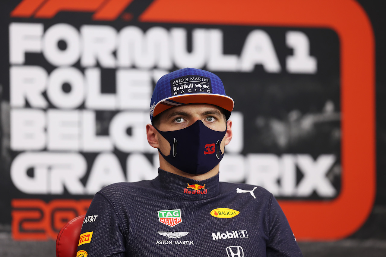 GP BELGIO, Max Verstappen (NLD) Red Bull Racing in the post race FIA Press Conference.
30.08.2020. Formula 1 World Championship, Rd 7, Belgian Grand Prix, Spa Francorchamps, Belgium, Gara Day.
- www.xpbimages.com, EMail: requests@xpbimages.com - copy of publication required for printed pictures. Every used picture is fee-liable. © Copyright: FIA Pool Image for Editorial Use Only
