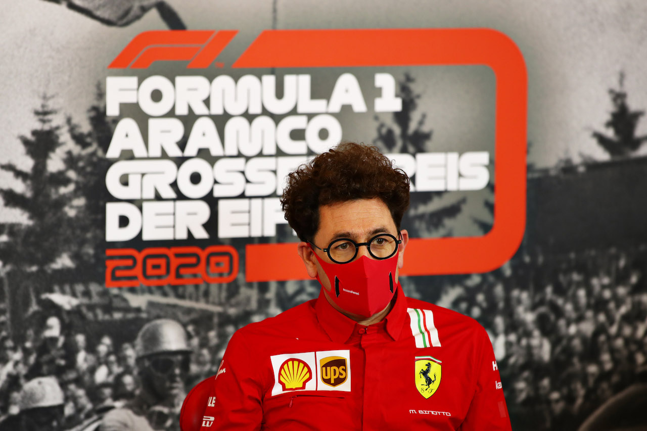 GP EIFEL, Mattia Binotto (ITA) Ferrari Team Principal in the FIA Press Conference.
09.10.2020. Formula 1 World Championship, Rd 11, Eifel Grand Prix, Nurbugring, Germany, Practice Day.
- www.xpbimages.com, EMail: requests@xpbimages.com © Copyright: FIA Pool Image for Editorial Use Only