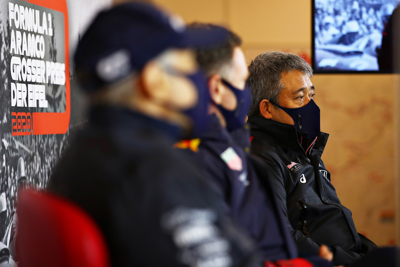 GP EIFEL, Masashi Yamamoto (JPN) Honda Racing F1 Managing Director with Franz Tost (AUT) AlphaTauri Team Principal e Christian Horner (GBR) Red Bull Racing Team Principal in the FIA Press Conference.
09.10.2020. Formula 1 World Championship, Rd 11, Eifel Grand Prix, Nurbugring, Germany, Practice Day.
- www.xpbimages.com, EMail: requests@xpbimages.com © Copyright: FIA Pool Image for Editorial Use Only
