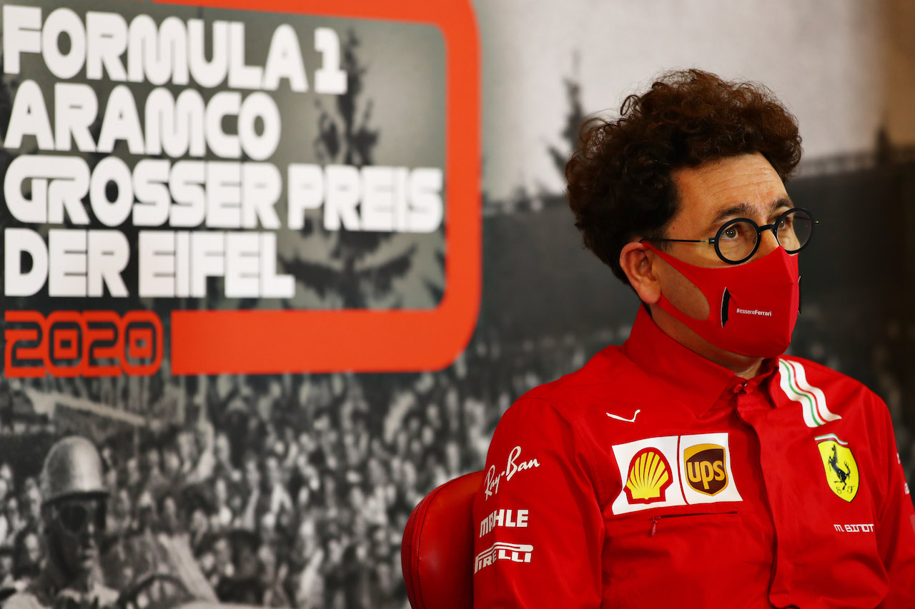 GP EIFEL, Mattia Binotto (ITA) Ferrari Team Principal in the FIA Press Conference.
09.10.2020. Formula 1 World Championship, Rd 11, Eifel Grand Prix, Nurbugring, Germany, Practice Day.
- www.xpbimages.com, EMail: requests@xpbimages.com © Copyright: FIA Pool Image for Editorial Use Only