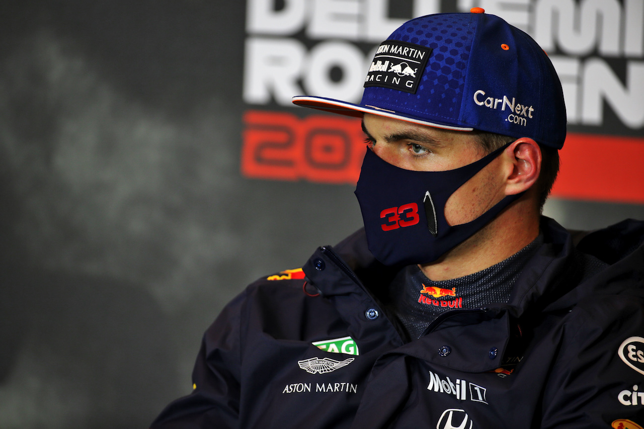 GP EMILIA ROMAGNA, Max Verstappen (NLD) Red Bull Racing in the post qualifying FIA Press Conference.
31.10.2020. Formula 1 World Championship, Rd 13, Emilia Romagna Grand Prix, Imola, Italy, Qualifiche Day.
- www.xpbimages.com, EMail: requests@xpbimages.com © Copyright: Batchelor / XPB Images