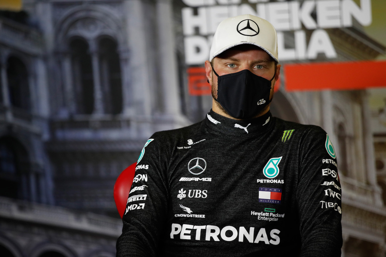 GP ITALIA, Valtteri Bottas (FIN) Mercedes AMG F1 in the post qualifying FIA Press Conference.
05.09.2020. Formula 1 World Championship, Rd 8, Italian Grand Prix, Monza, Italy, Qualifiche Day.
- www.xpbimages.com, EMail: requests@xpbimages.com - copy of publication required for printed pictures. Every used picture is fee-liable. © Copyright: FIA Pool Image for Editorial Use Only