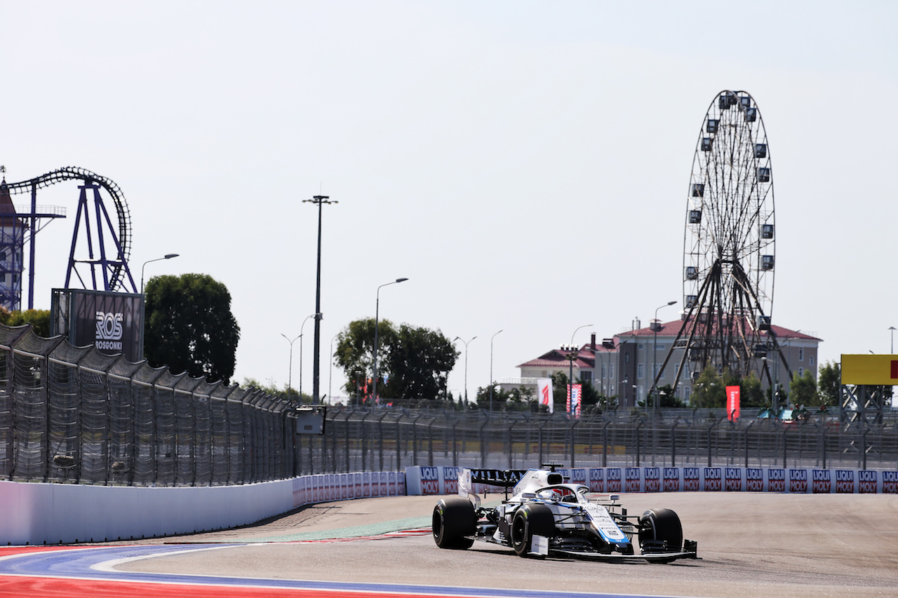 GP RUSSIA, George Russell (GBR) Williams Racing FW43.
25.09.2020. Formula 1 World Championship, Rd 10, Russian Grand Prix, Sochi Autodrom, Sochi, Russia, Practice Day.
- www.xpbimages.com, EMail: requests@xpbimages.com © Copyright: Batchelor / XPB Images