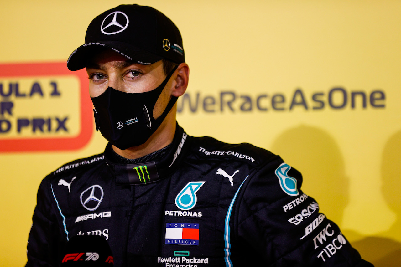 GP SAKHIR, George Russell (GBR) Mercedes AMG F1 in qualifying parc ferme.
05.12.2020. Formula 1 World Championship, Rd 16, Sakhir Grand Prix, Sakhir, Bahrain, Qualifiche Day.
- www.xpbimages.com, EMail: requests@xpbimages.com © Copyright: FIA Pool Image for Editorial Use Only