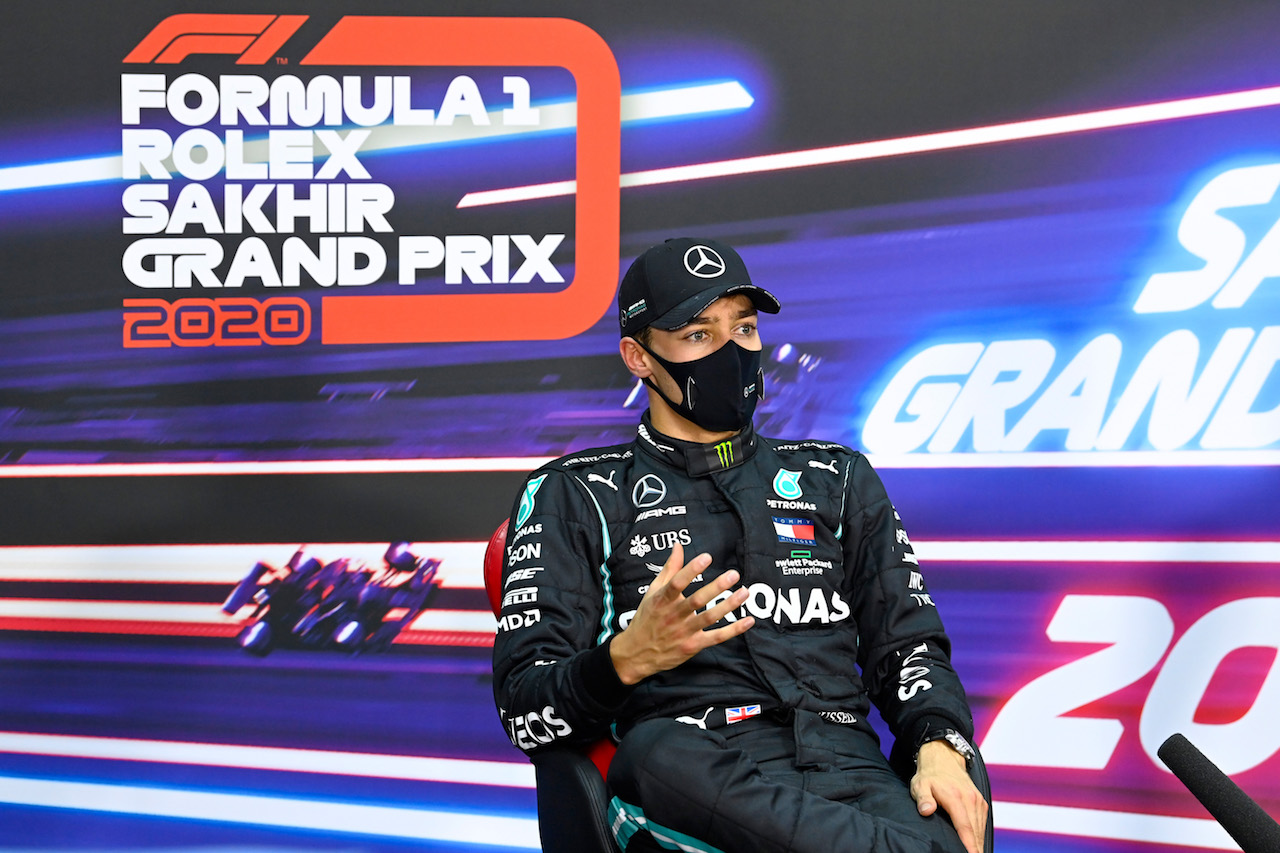 GP SAKHIR, George Russell (GBR) Mercedes AMG F1 in the post qualifying FIA Press Conference.
05.12.2020. Formula 1 World Championship, Rd 16, Sakhir Grand Prix, Sakhir, Bahrain, Qualifiche Day.
- www.xpbimages.com, EMail: requests@xpbimages.com © Copyright: FIA Pool Image for Editorial Use Only