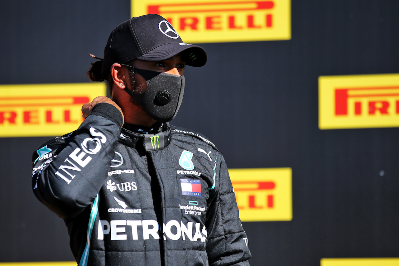GP TOSCANA FERRARI 1000, Pole sitter Lewis Hamilton (GBR) Mercedes AMG F1 in qualifying parc ferme.
12.09.2020. Formula 1 World Championship, Rd 9, Tuscan Grand Prix, Mugello, Italy, Qualifiche Day.
- www.xpbimages.com, EMail: requests@xpbimages.com © Copyright: Batchelor / XPB Images