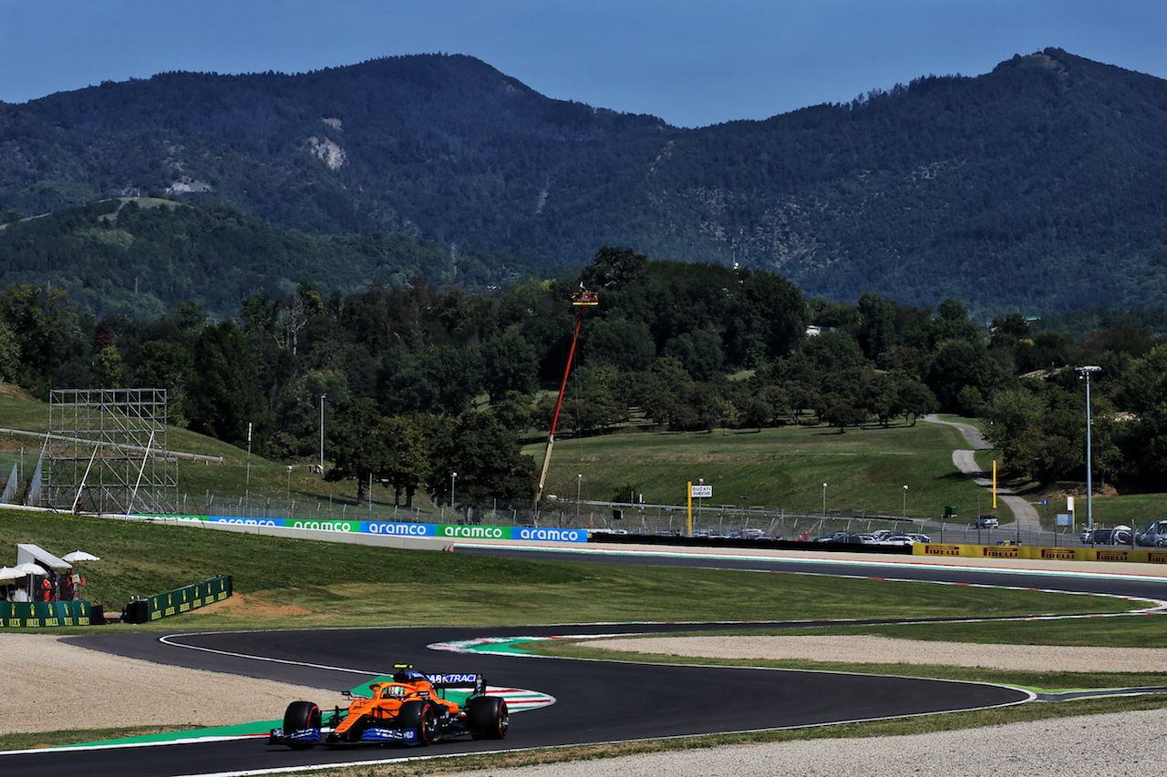 GP TOSCANA FERRARI 1000, Lando Norris (GBR) McLaren MCL35.
11.09.2020. Formula 1 World Championship, Rd 9, Tuscan Grand Prix, Mugello, Italy, Practice Day.
- www.xpbimages.com, EMail: requests@xpbimages.com © Copyright: Batchelor / XPB Images