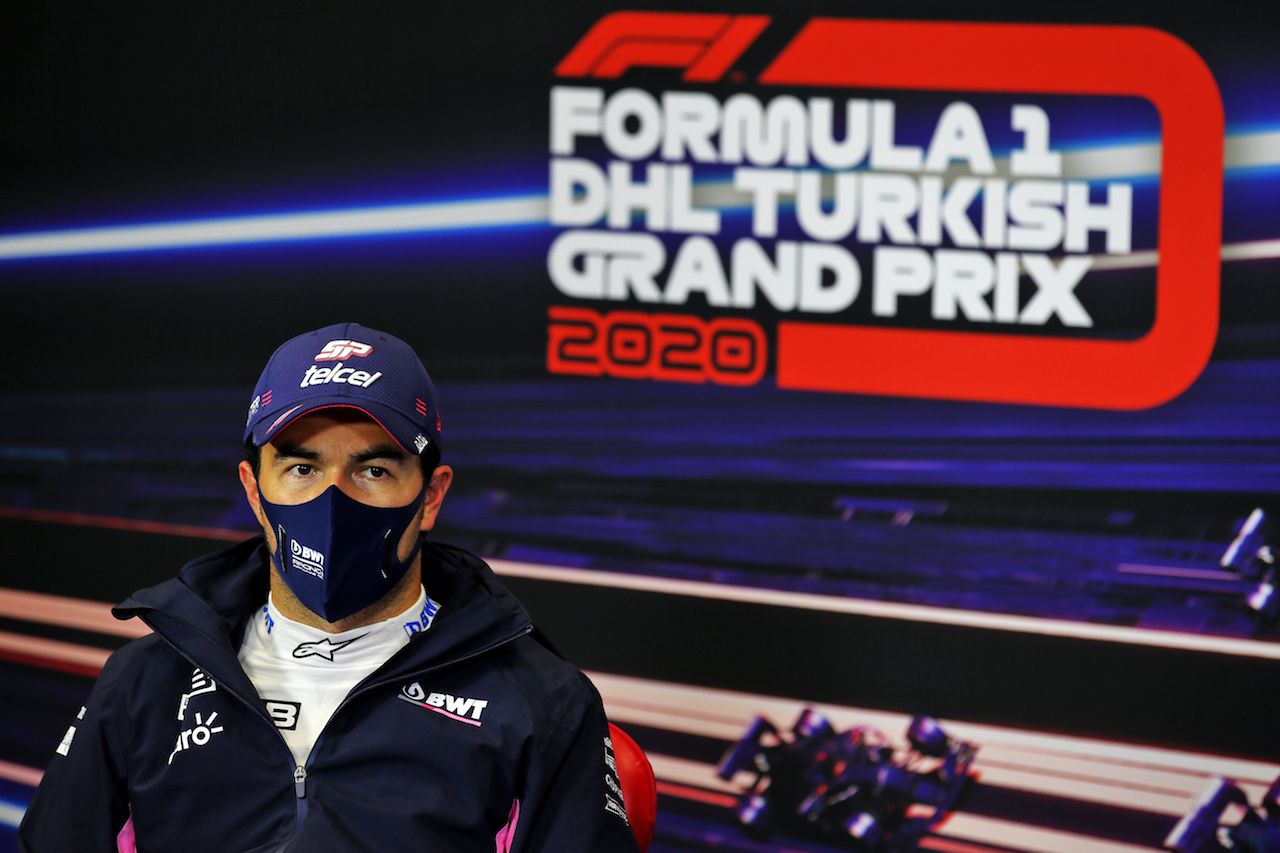 GP TURCHIA, Sergio Perez (MEX) Racing Point F1 Team in the post qualifying FIA Press Conference.
14.11.2020. Formula 1 World Championship, Rd 14, Turkish Grand Prix, Istanbul, Turkey, Qualifiche Day.
- www.xpbimages.com, EMail: requests@xpbimages.com © Copyright: Batchelor / XPB Images