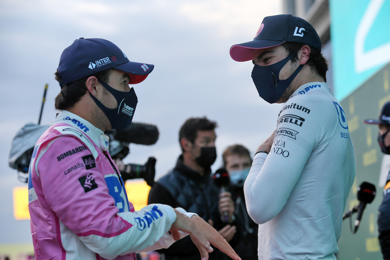 GP TURCHIA, (L to R): Sergio Perez (MEX) Racing Point F1 Team in qualifying parc ferme with team mate Lance Stroll (CDN) Racing Point F1 Team.
14.11.2020. Formula 1 World Championship, Rd 14, Turkish Grand Prix, Istanbul, Turkey, Qualifiche Day.
- www.xpbimages.com, EMail: requests@xpbimages.com © Copyright: Batchelor / XPB Images