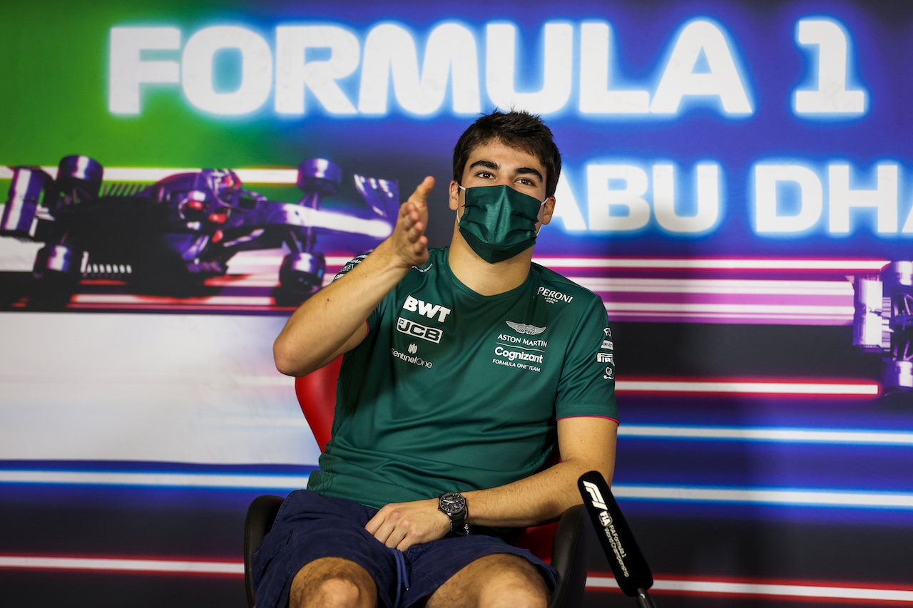 GP ABU DHABI, Lance Stroll (CDN) Aston Martin F1 Team in the FIA Press Conference.
09.12.2021. Formula 1 World Championship, Rd 22, Abu Dhabi Grand Prix, Yas Marina Circuit, Abu Dhabi, Preparation Day.
- www.xpbimages.com, EMail: requests@xpbimages.com © Copyright: FIA Pool Image for Editorial Use Only