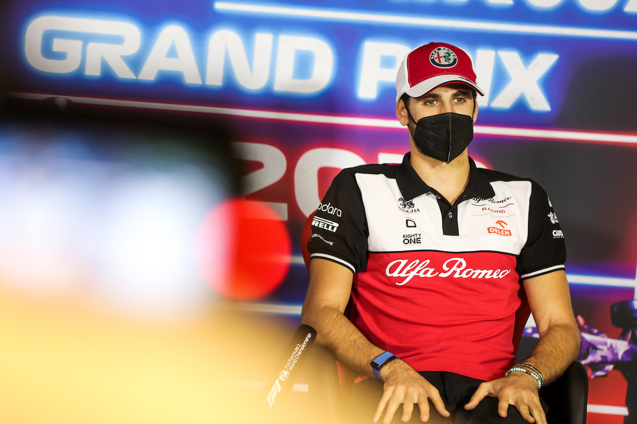 GP ABU DHABI, Antonio Giovinazzi (ITA) Alfa Romeo Racing in the FIA Press Conference.
09.12.2021. Formula 1 World Championship, Rd 22, Abu Dhabi Grand Prix, Yas Marina Circuit, Abu Dhabi, Preparation Day.
- www.xpbimages.com, EMail: requests@xpbimages.com © Copyright: FIA Pool Image for Editorial Use Only