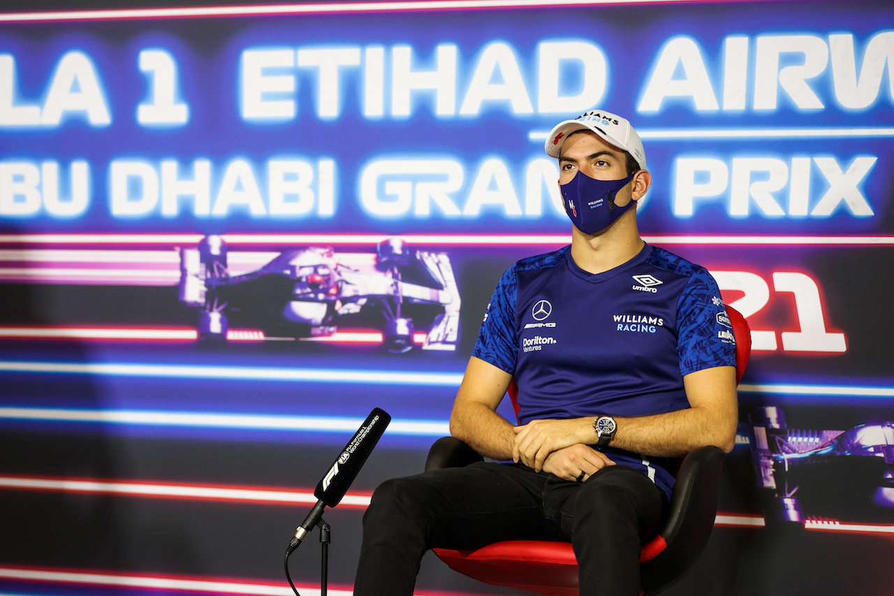 GP ABU DHABI, Nicholas Latifi (CDN) Williams Racing in the FIA Press Conference.
09.12.2021. Formula 1 World Championship, Rd 22, Abu Dhabi Grand Prix, Yas Marina Circuit, Abu Dhabi, Preparation Day.
- www.xpbimages.com, EMail: requests@xpbimages.com © Copyright: FIA Pool Image for Editorial Use Only