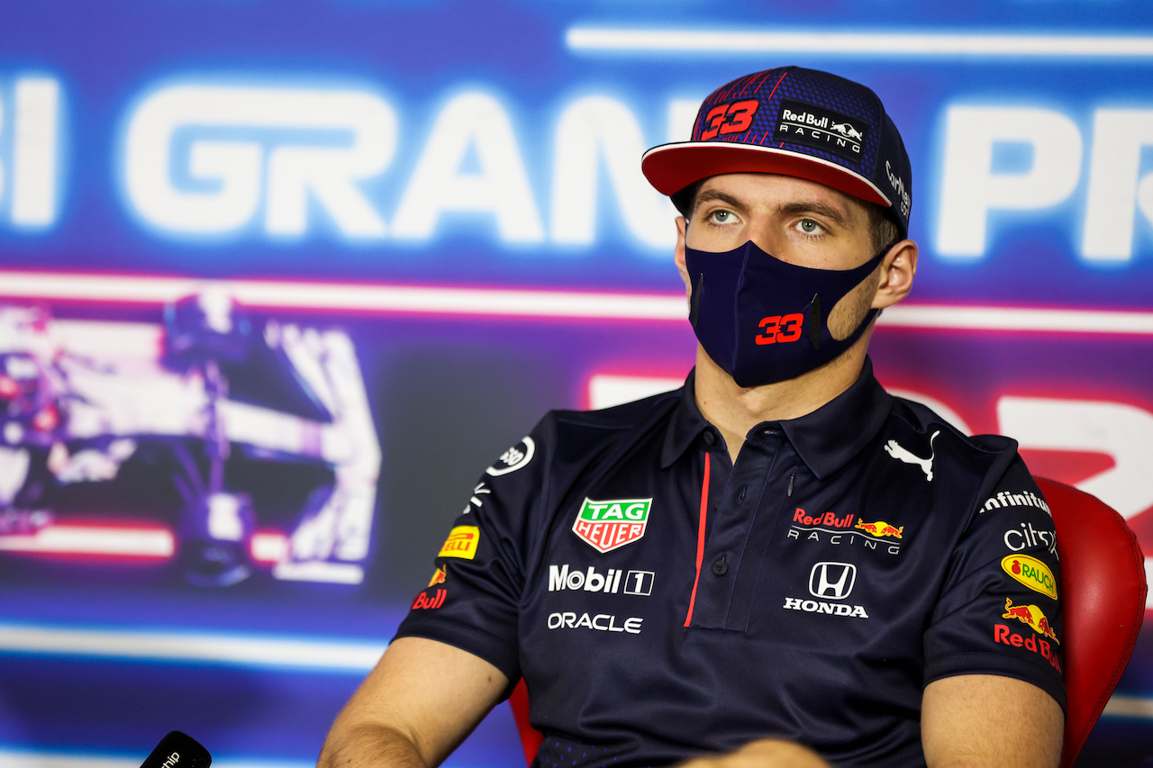 GP ABU DHABI, Max Verstappen (NLD) Red Bull Racing in the FIA Press Conference.
09.12.2021. Formula 1 World Championship, Rd 22, Abu Dhabi Grand Prix, Yas Marina Circuit, Abu Dhabi, Preparation Day.
- www.xpbimages.com, EMail: requests@xpbimages.com © Copyright: FIA Pool Image for Editorial Use Only