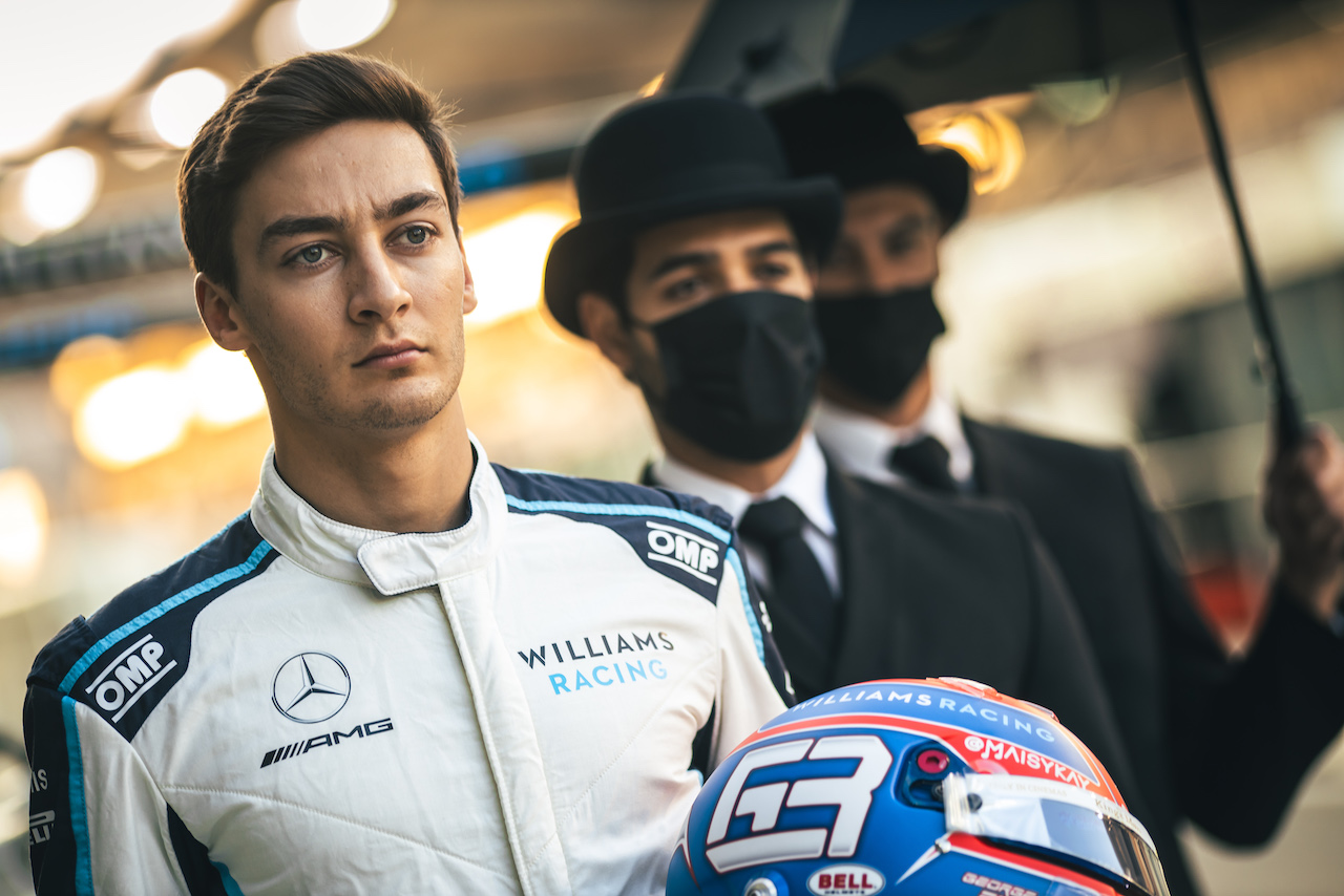 GP ABU DHABI, George Russell (GBR) Williams Racing - Activation for The King's Man movie.
09.12.2021. Formula 1 World Championship, Rd 22, Abu Dhabi Grand Prix, Yas Marina Circuit, Abu Dhabi, Preparation Day.
- www.xpbimages.com, EMail: requests@xpbimages.com © Copyright: Bearne / XPB Images