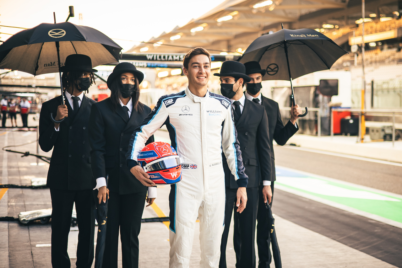 GP ABU DHABI, George Russell (GBR) Williams Racing - Activation for The King's Man movie.
09.12.2021. Formula 1 World Championship, Rd 22, Abu Dhabi Grand Prix, Yas Marina Circuit, Abu Dhabi, Preparation Day.
- www.xpbimages.com, EMail: requests@xpbimages.com © Copyright: Bearne / XPB Images