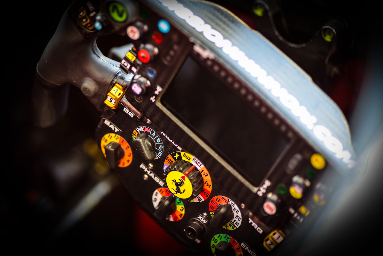 GP ABU DHABI, Ferrari  steering wheel
09.12.2021. Formula 1 World Championship, Rd 22, Abu Dhabi Grand Prix, Yas Marina Circuit, Abu Dhabi, Preparation Day.
- www.xpbimages.com, EMail: requests@xpbimages.com ¬© Copyright: Charniaux / XPB Images