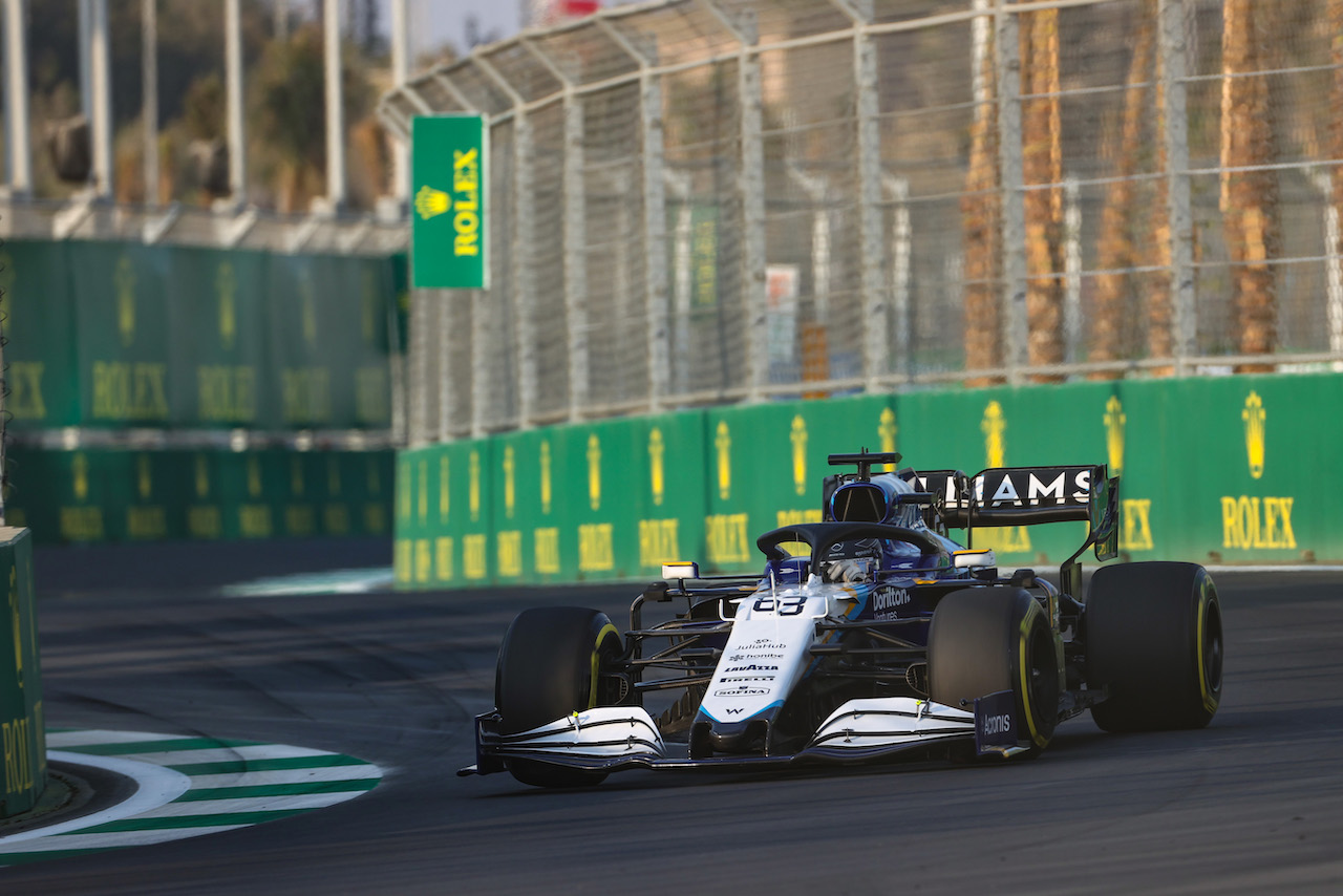 GP ARABIA SAUDITA, George Russell (GBR), Williams Racing 
03.12.2021 Formula 1 World Championship, Rd 21, Saudi Arabian Grand Prix, Jeddah, Saudi Arabia, Practice Day.
- www.xpbimages.com, EMail: requests@xpbimages.com ¬© Copyright: Charniaux / XPB Images