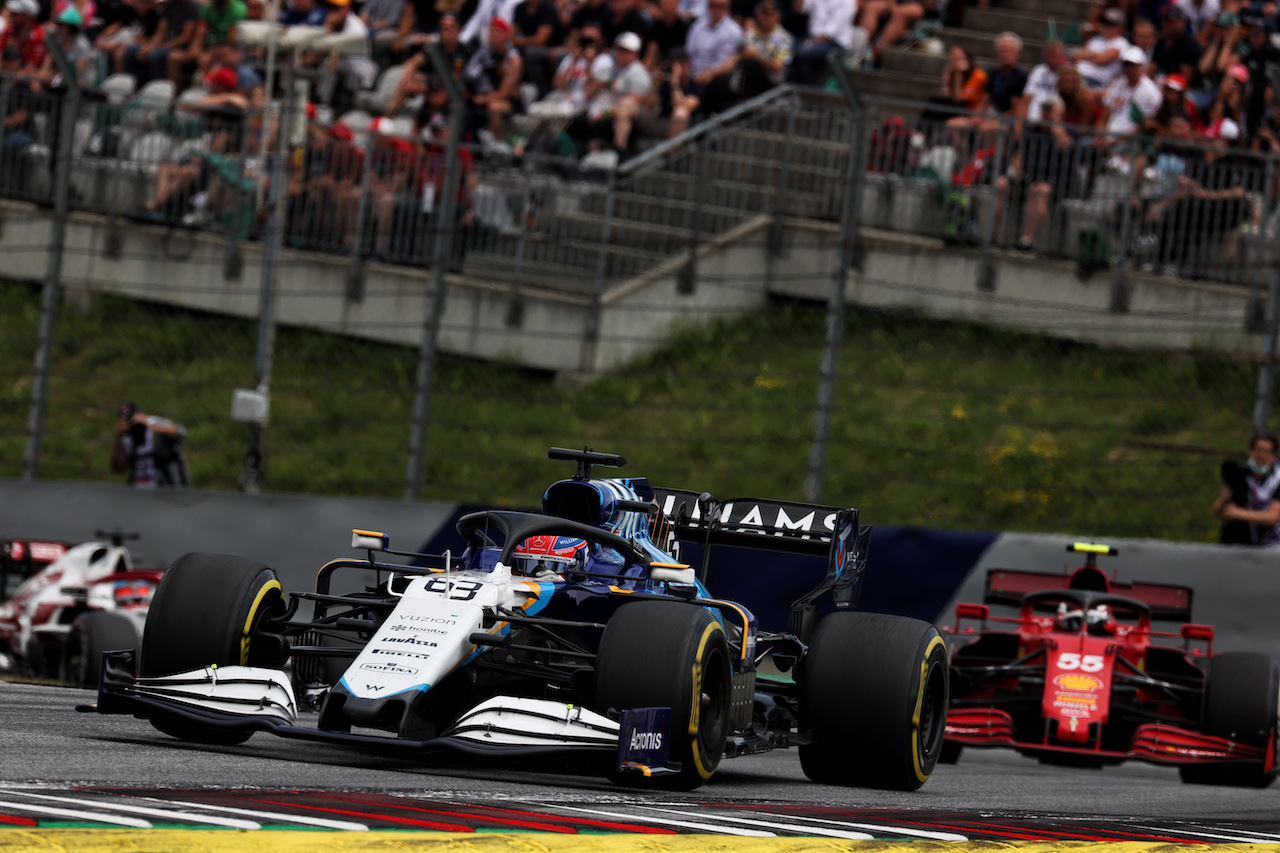 GP AUSTRIA, George Russell (GBR) Williams Racing FW43B.
04.07.2021. Formula 1 World Championship, Rd 9, Austrian Grand Prix, Spielberg, Austria, Gara Day.
- www.xpbimages.com, EMail: requests@xpbimages.com © Copyright: Batchelor / XPB Images