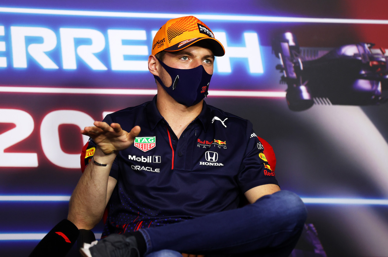 GP AUSTRIA, Max Verstappen (NLD) Red Bull Racing in the FIA Press Conference.
01.07.2021. Formula 1 World Championship, Rd 9, Austrian Grand Prix, Spielberg, Austria, Preparation Day.
- www.xpbimages.com, EMail: requests@xpbimages.com © Copyright: FIA Pool Image for Editorial Use Only