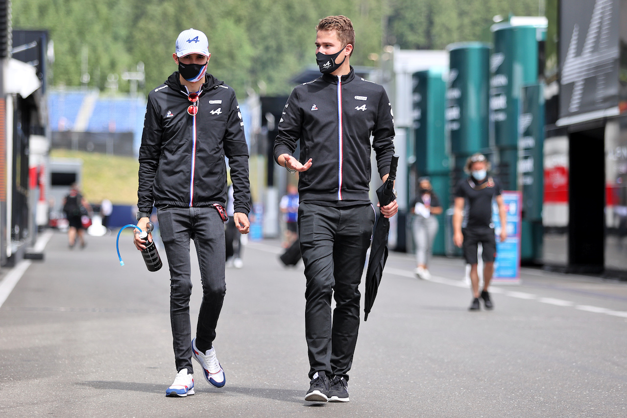 GP AUSTRIA, (L to R): Esteban Ocon (FRA) Alpine F1 Team with James Lloyd (GBR) Alpine F1 Team Press Officer.
01.07.2021. Formula 1 World Championship, Rd 9, Austrian Grand Prix, Spielberg, Austria, Preparation Day.
- www.xpbimages.com, EMail: requests@xpbimages.com © Copyright: Moy / XPB Images