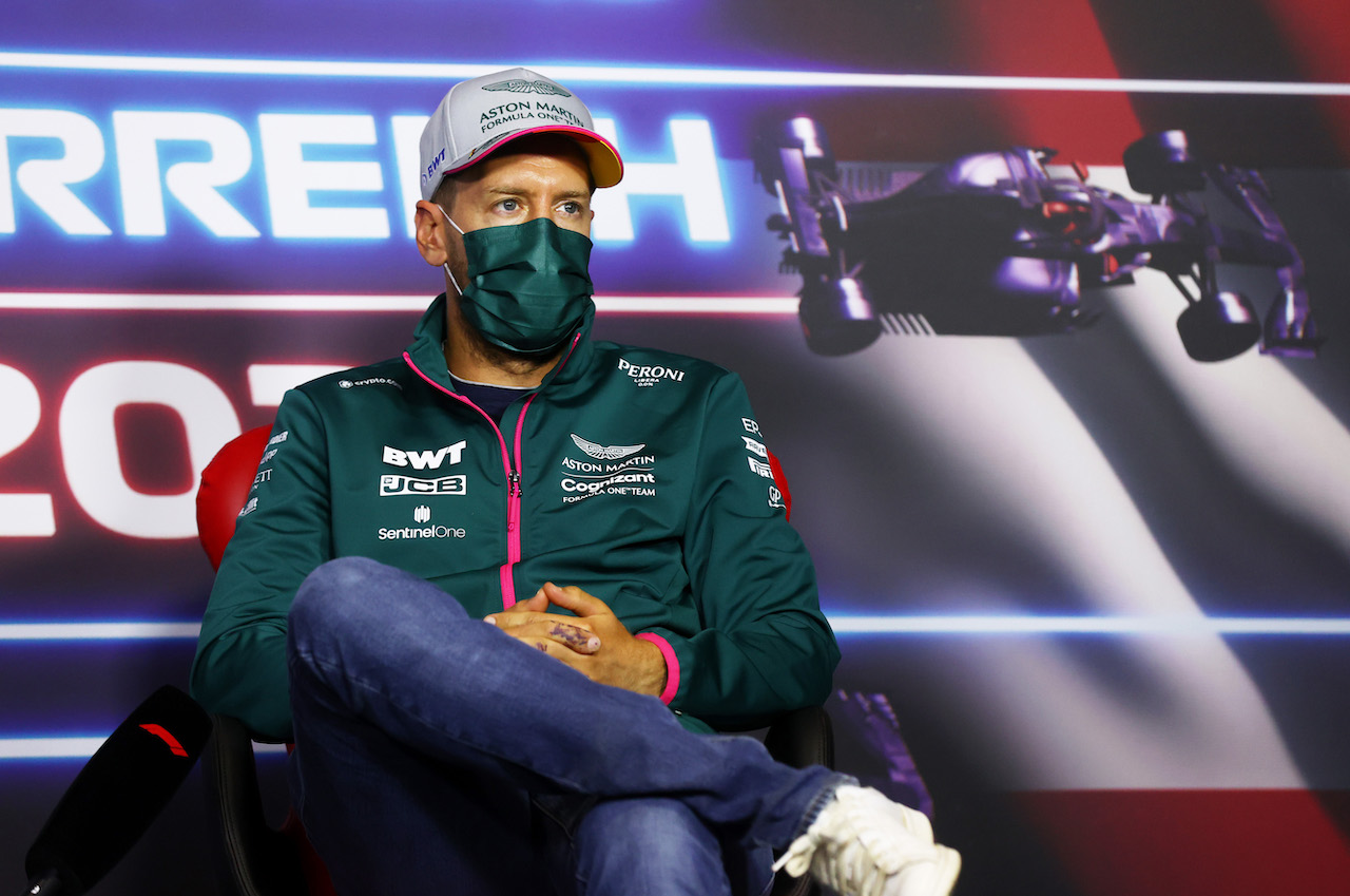 GP AUSTRIA, Sebastian Vettel (GER) Aston Martin F1 Team in the FIA Press Conference.
01.07.2021. Formula 1 World Championship, Rd 9, Austrian Grand Prix, Spielberg, Austria, Preparation Day.
- www.xpbimages.com, EMail: requests@xpbimages.com © Copyright: FIA Pool Image for Editorial Use Only