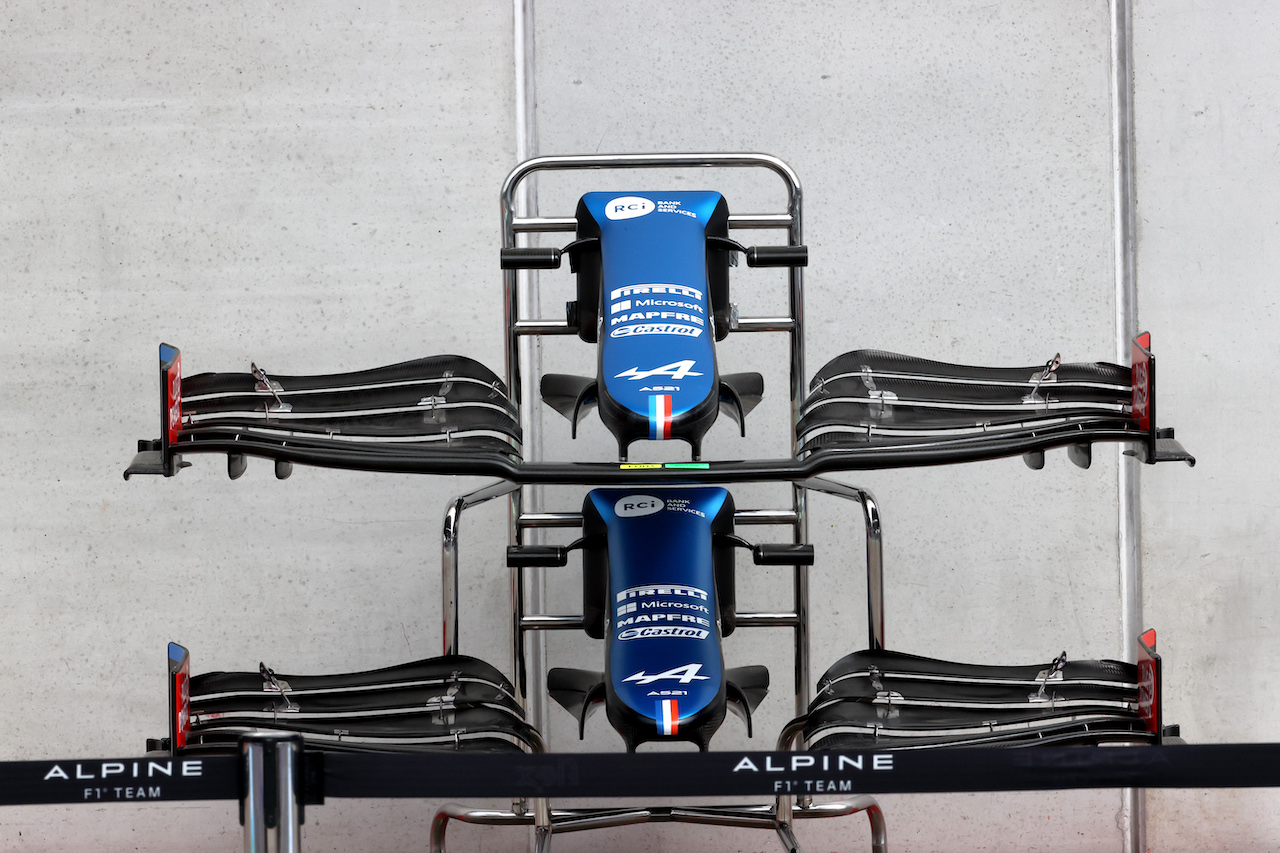 GP AUSTRIA, Alpine F1 Team A521 front wings.
01.07.2021. Formula 1 World Championship, Rd 9, Austrian Grand Prix, Spielberg, Austria, Preparation Day.
- www.xpbimages.com, EMail: requests@xpbimages.com © Copyright: Batchelor / XPB Images