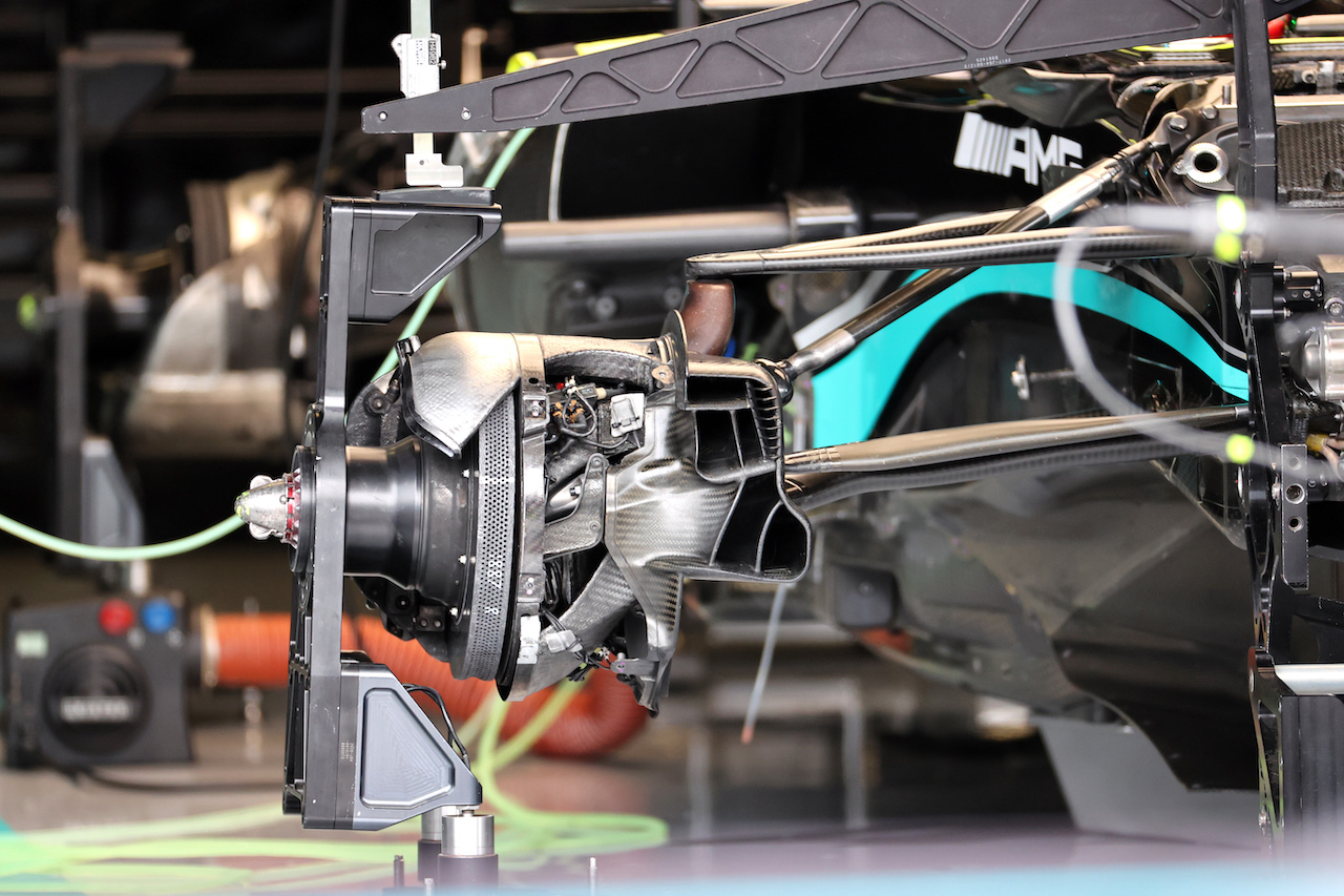 GP AUSTRIA, Mercedes AMG F1 W12 brake detail.
01.07.2021. Formula 1 World Championship, Rd 9, Austrian Grand Prix, Spielberg, Austria, Preparation Day.
- www.xpbimages.com, EMail: requests@xpbimages.com © Copyright: Batchelor / XPB Images