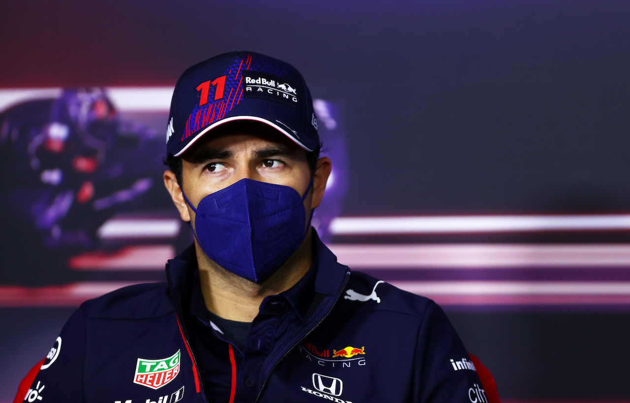 GP AUSTRIA, Sergio Perez (MEX) Red Bull Racing in the FIA Press Conference.
01.07.2021. Formula 1 World Championship, Rd 9, Austrian Grand Prix, Spielberg, Austria, Preparation Day.
- www.xpbimages.com, EMail: requests@xpbimages.com © Copyright: FIA Pool Image for Editorial Use Only