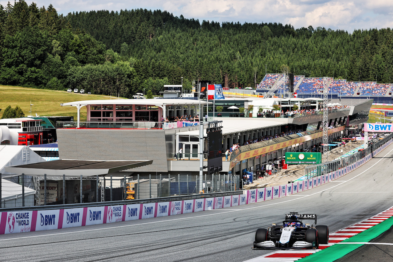 GP AUSTRIA, George Russell (GBR) Williams Racing FW43B.
03.07.2021. Formula 1 World Championship, Rd 9, Austrian Grand Prix, Spielberg, Austria, Qualifiche Day.
- www.xpbimages.com, EMail: requests@xpbimages.com © Copyright: Batchelor / XPB Images