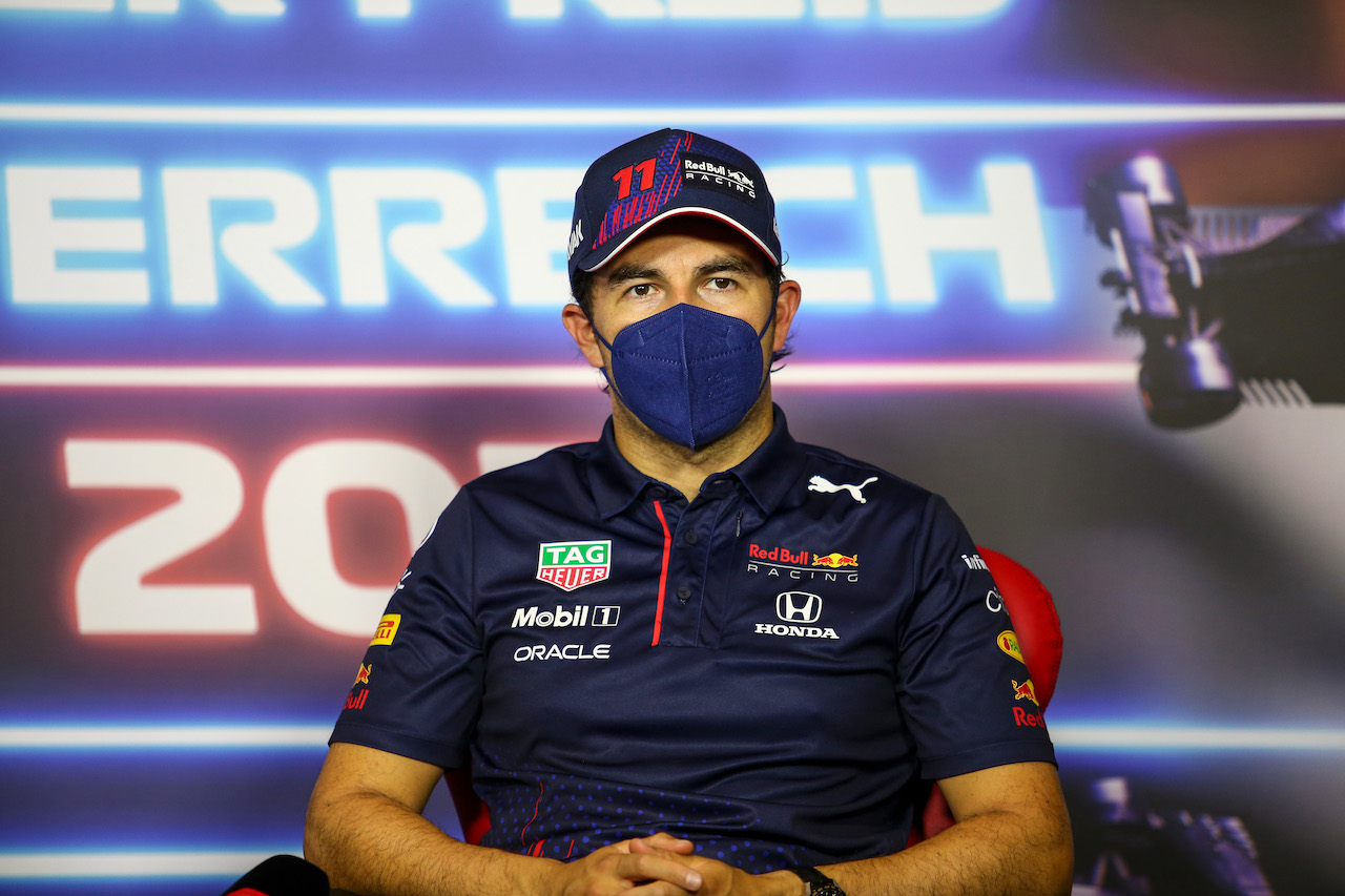 GP AUSTRIA, Sergio Perez (MEX) Red Bull Racing in the post qualifying FIA Press Conference.
03.07.2021. Formula 1 World Championship, Rd 9, Austrian Grand Prix, Spielberg, Austria, Qualifiche Day.
- www.xpbimages.com, EMail: requests@xpbimages.com © Copyright: FIA Pool Image for Editorial Use Only