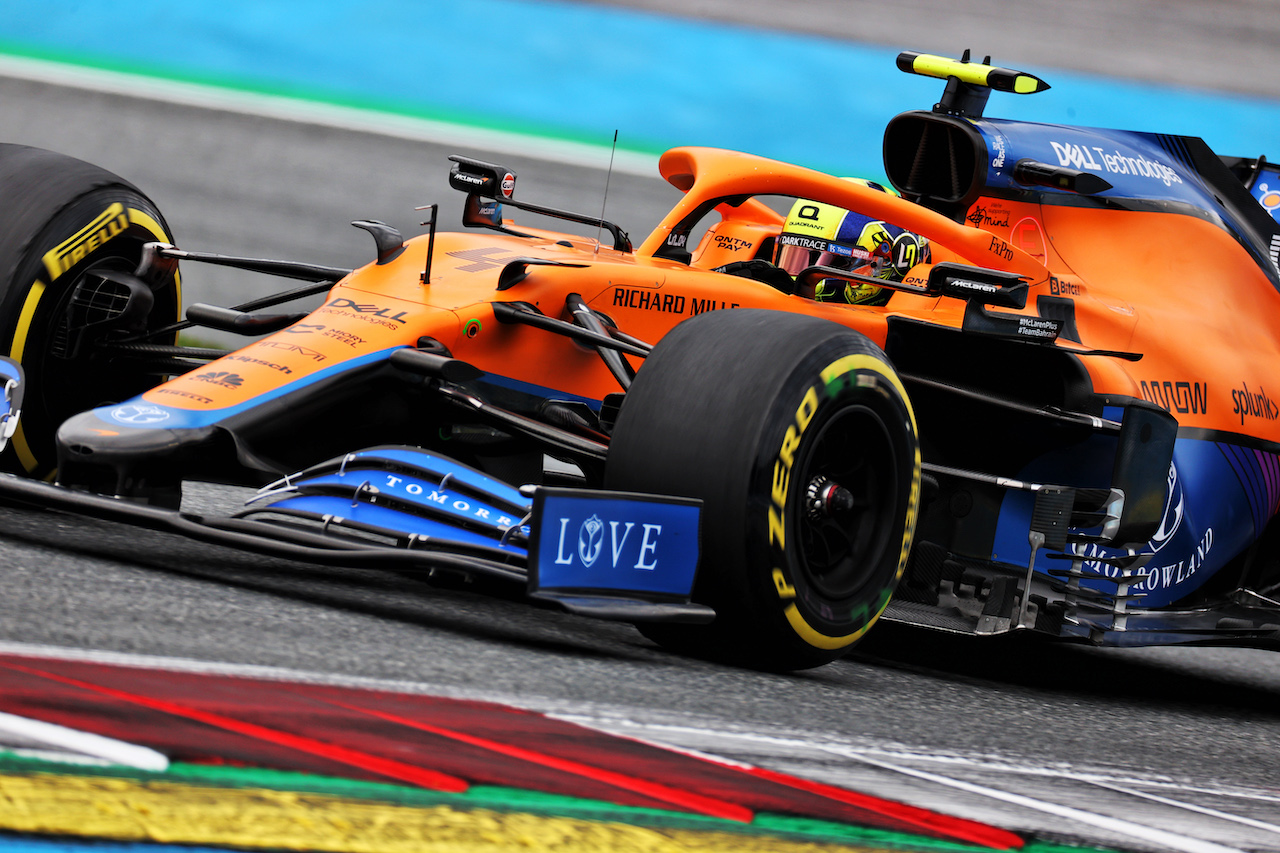 GP AUSTRIA, Lando Norris (GBR) McLaren MCL35M.
02.07.2021. Formula 1 World Championship, Rd 9, Austrian Grand Prix, Spielberg, Austria, Practice Day.
- www.xpbimages.com, EMail: requests@xpbimages.com © Copyright: Batchelor / XPB Images