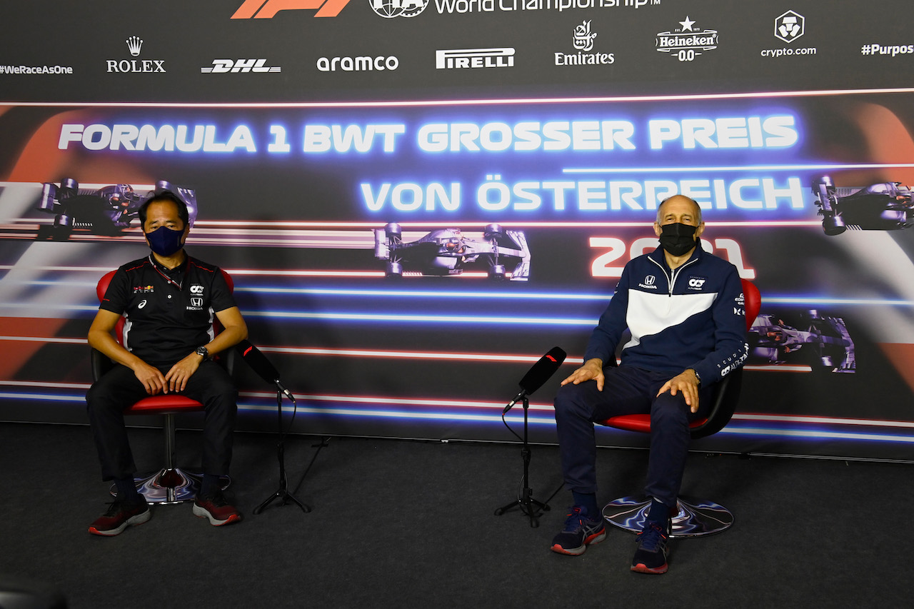 GP AUSTRIA, (L to R): Toyoharu Tanabe (JPN) Honda Racing F1 Technical Director e Franz Tost (AUT) AlphaTauri Team Principal in the FIA Press Conference.
02.07.2021. Formula 1 World Championship, Rd 9, Austrian Grand Prix, Spielberg, Austria, Practice Day.
- www.xpbimages.com, EMail: requests@xpbimages.com © Copyright: FIA Pool Image for Editorial Use Only